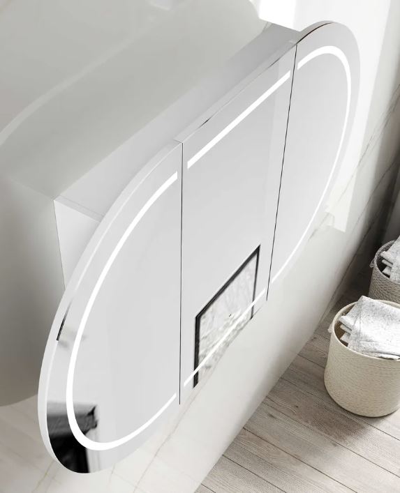 Chloe Matte White Curved 1500 LED Mirror Cabinet