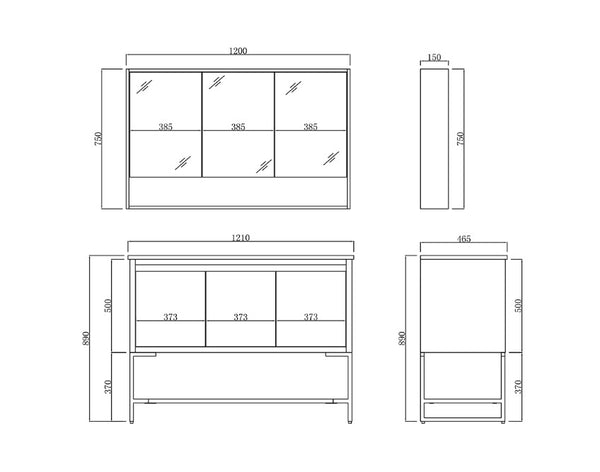 Timber Oak 1200 Mirror cabinet