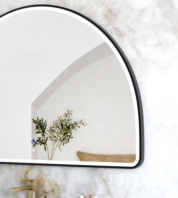LED Half-Moon 1000(H)x1500(W) Black Metal Frame Mirror