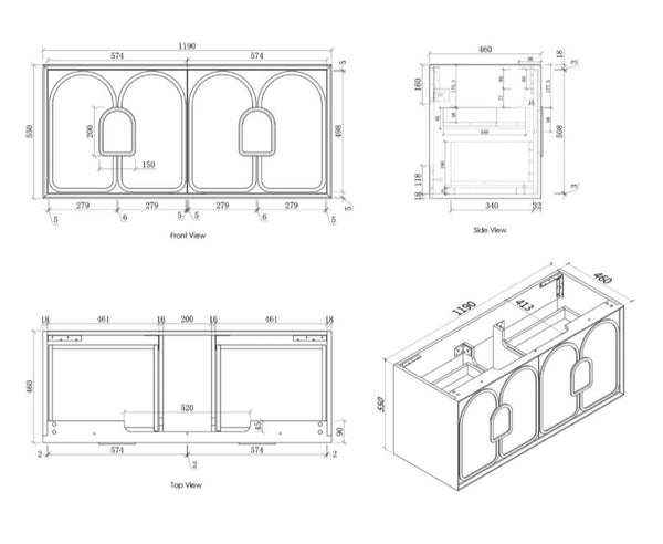 Maci 600mm-1800mm Woodland Oak Wall Hung Vanity