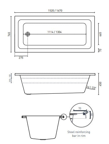 Cortez 1520/1670 Contour 12-Jet Spa Bath