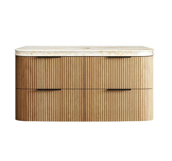 Havana Fluted 600mm-1800mm Woodland Oak Wall Hung Curve Vanity