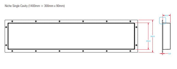 1400mm x 300mm Shower Niche