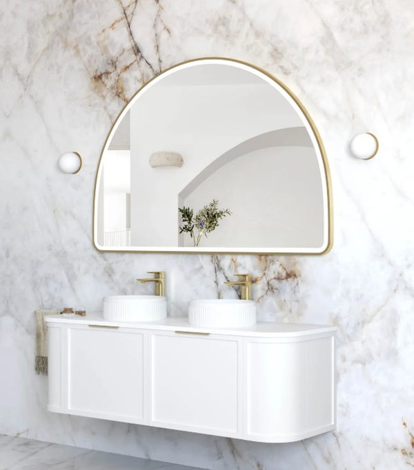 LED Half-Moon 1000(H)x1500(W) Gold Metal Frame Mirror