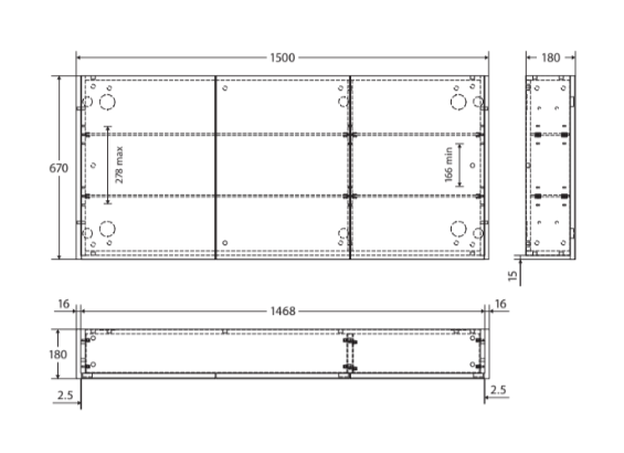 1500mm Matte White Shaving Cabinet