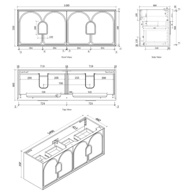 Maci 600mm-1800mm Woodland Oak Wall Hung Vanity