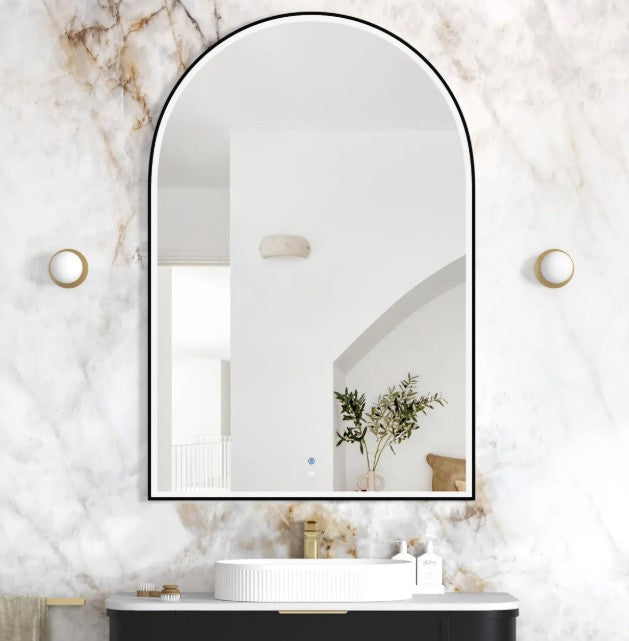 Arch 1500(H)x1000(W) Matte Black Metal Frame LED Mirror
