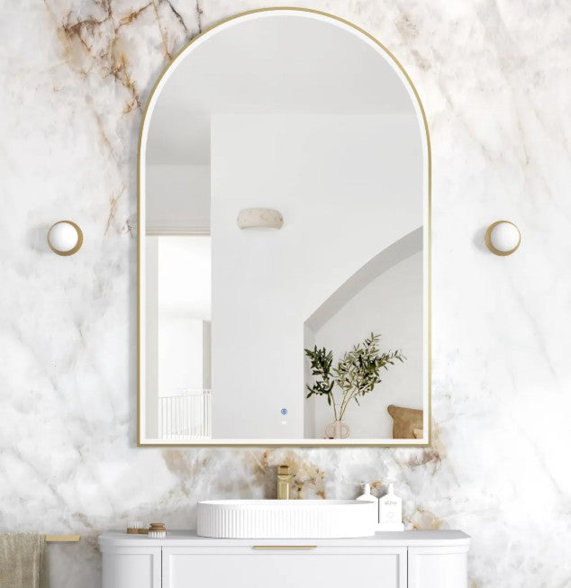 Arch 1500(H)x1000(W) Gold Metal Frame LED Mirror