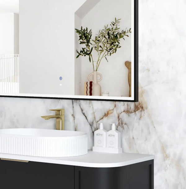 Arch 1500(H)x1000(W) Matte Black Metal Frame LED Mirror