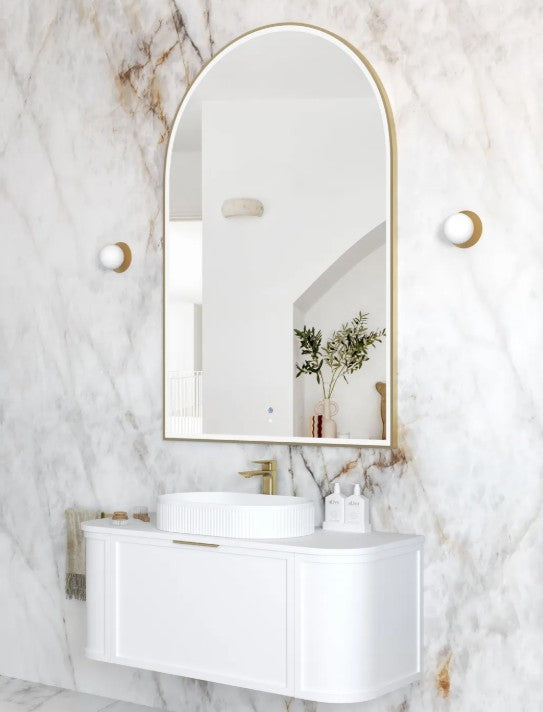 Arch 1500(H)x1000(W) Gold Metal Frame LED Mirror