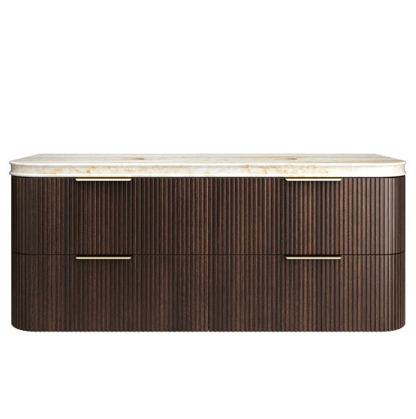 Havana Fluted 600mm-1800mm Sable Walnut Wall Hung Curve Vanity