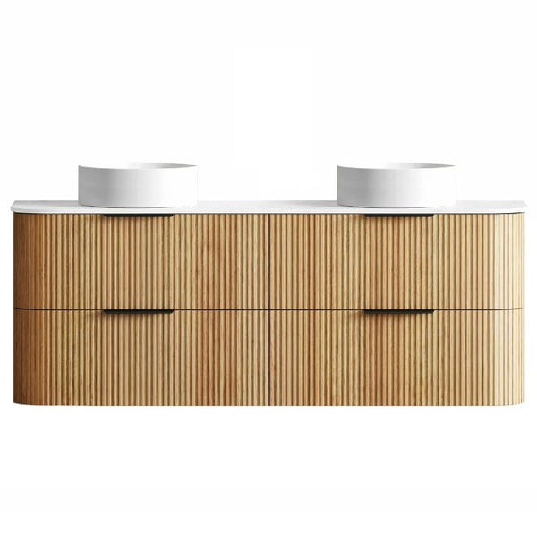 Havana Fluted 600mm-1800mm Woodland Oak Wall Hung Curve Vanity