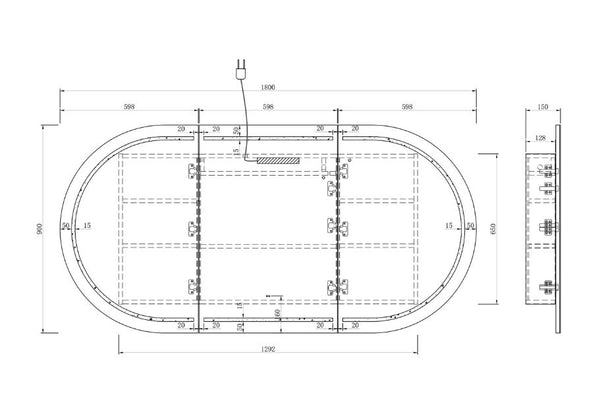 Chloe Natural Oak Curved 1800 LED Mirror Cabinet