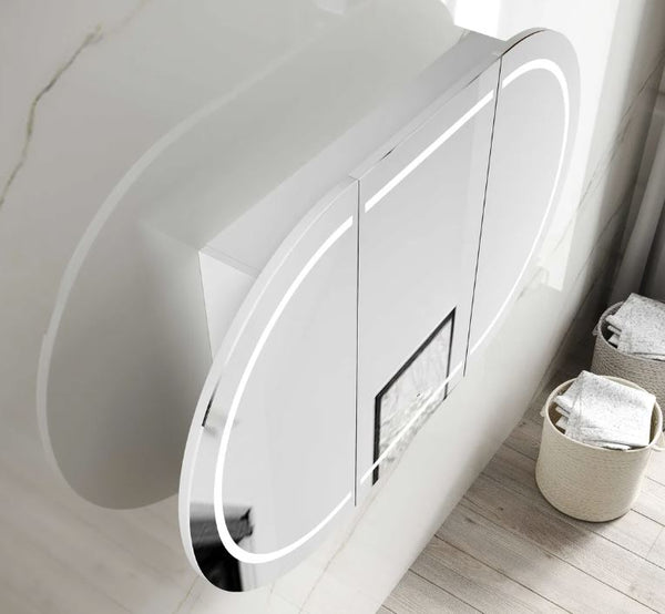 Chloe Matte White Curved 1800 LED Mirror Cabinet
