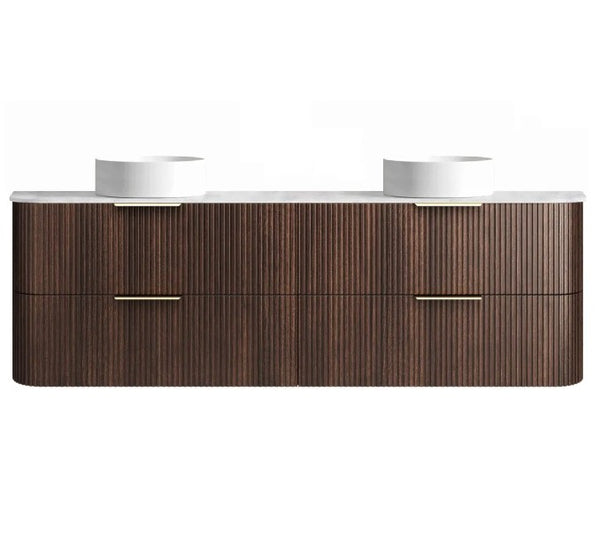 Havana Fluted 600mm-1800mm Sable Walnut Wall Hung Curve Vanity