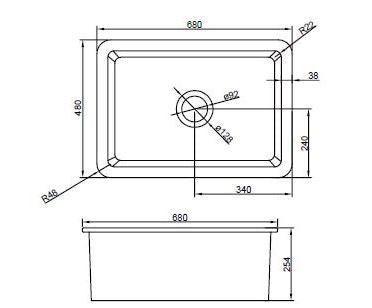 Kai 680 Rectangle Porcelain Sink