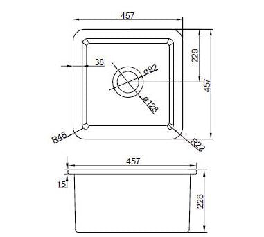 Kai 457 Square Porcelain Sink - Matte Black