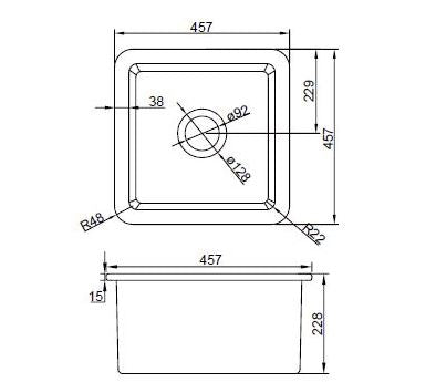 Kai 457 Square Porcelain Sink
