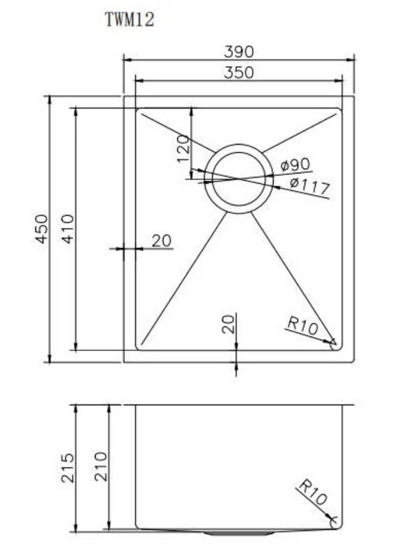 Select 390 Gunmetal Black sink