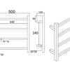 Cubo Chrome 500 Square 4 Bar Heated Towel Rail