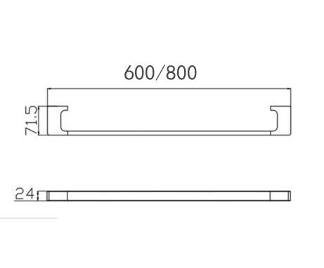 Cube 600mm Single Towel Rail