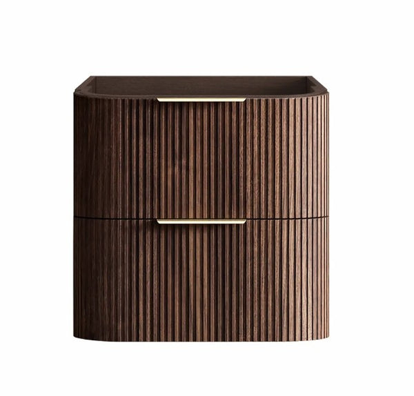 Havana Fluted 600mm-1800mm Sable Walnut Wall Hung Curve Vanity