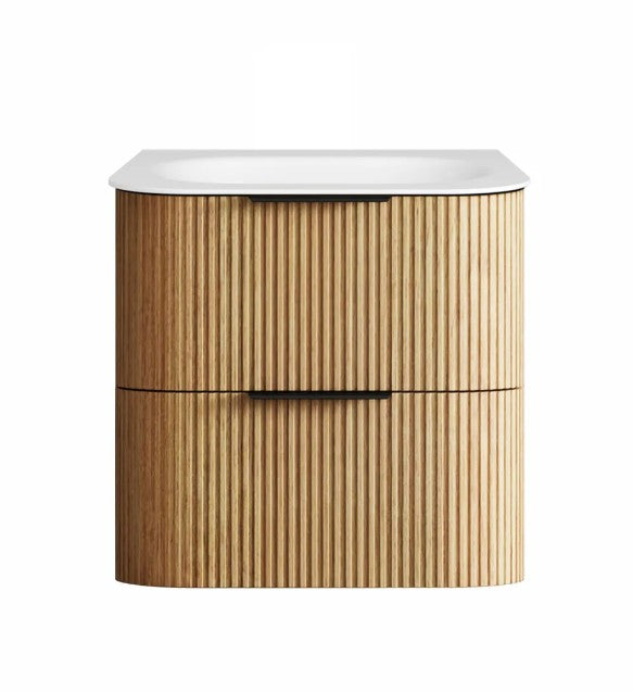 Havana Fluted 600mm-1800mm Woodland Oak Wall Hung Curve Vanity