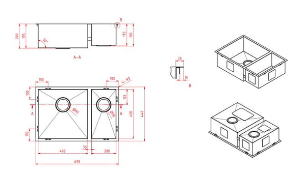 Select 670 Double Sink 1 & 1/2 Bowls