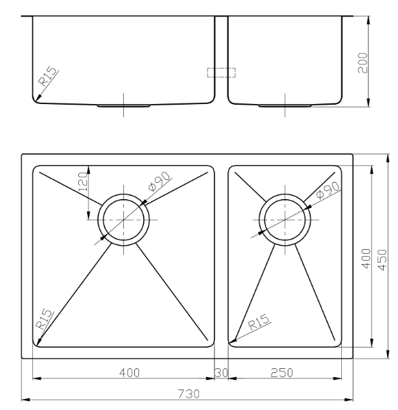 Select 730 Double Bowls Sink