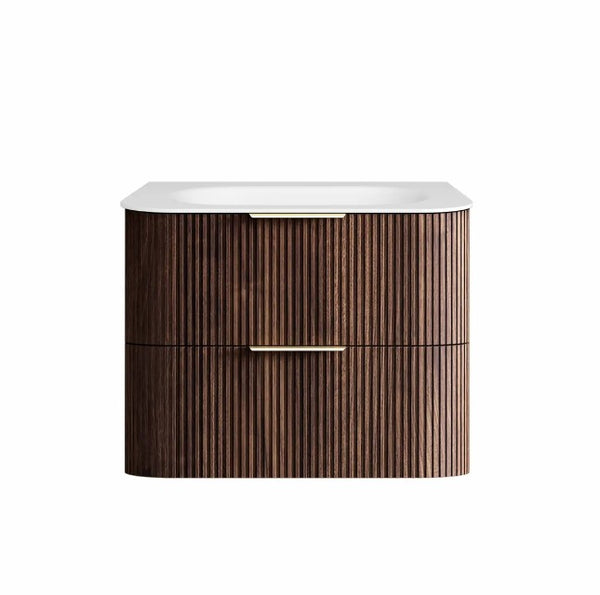 Havana Fluted 600mm-1800mm Sable Walnut Wall Hung Curve Vanity