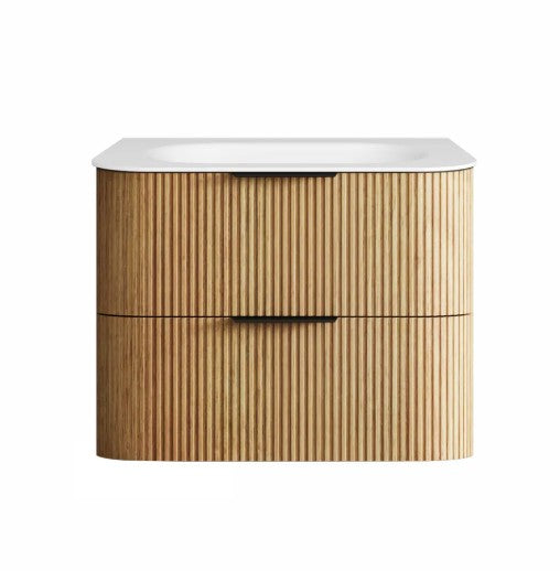 Havana Fluted 600mm-1800mm Woodland Oak Wall Hung Curve Vanity