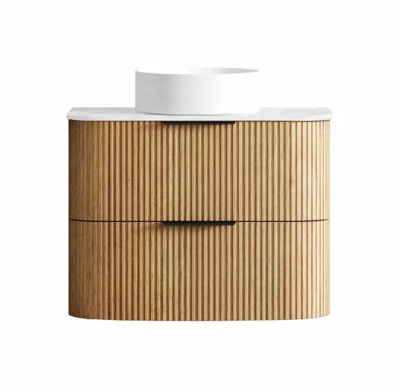 Havana Fluted 600mm-1800mm Woodland Oak Wall Hung Curve Vanity