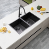 Select 820 Gunmetal Black Handmade Round Corners Double Bowls Sink
