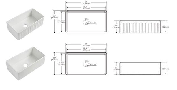 Kingston 835 Fine Fireclay Single Butler Sink