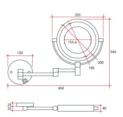 Chrome Wall Mounted 8X Magnifying Mirror