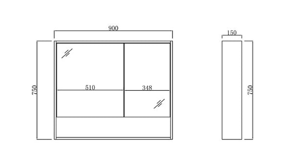 Timber Oak 900 Mirror cabinet