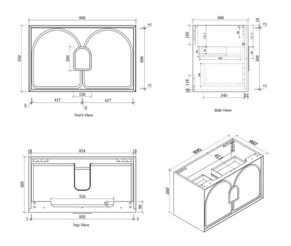 Maci 600mm-1800mm Woodland Oak Wall Hung Vanity