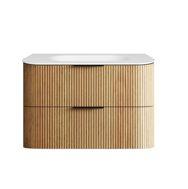 Havana Fluted 600mm-1800mm Woodland Oak Wall Hung Curve Vanity