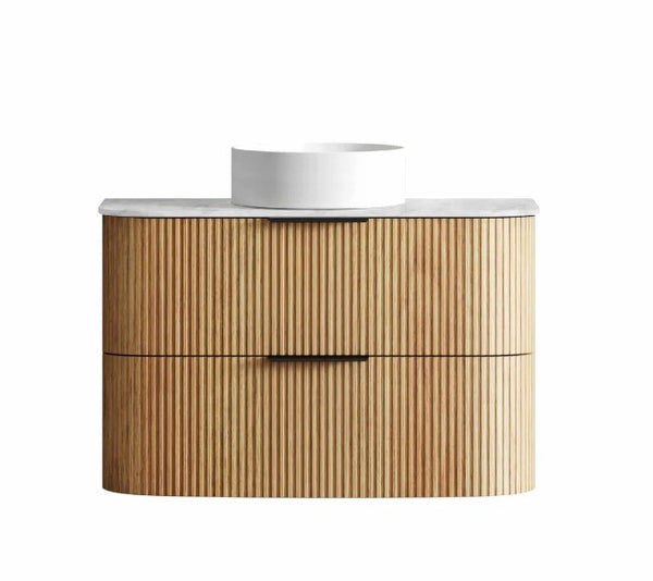 Havana Fluted 600mm-1800mm Woodland Oak Wall Hung Curve Vanity