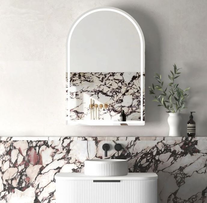 Arch Matte White 600 LED Mirror Cabinet