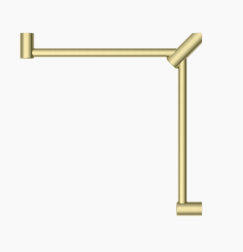 MECCA Care 600x600mm Brushed Brass Wrap Around Corner Grab Rail 32mm