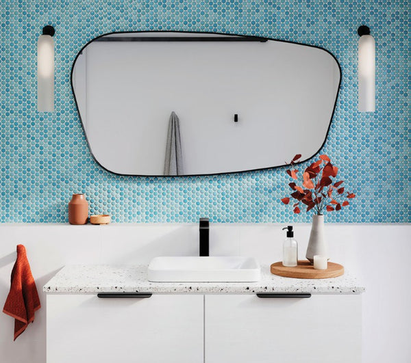 Capriccio Matte Black Asymmetrical Framed Mirror