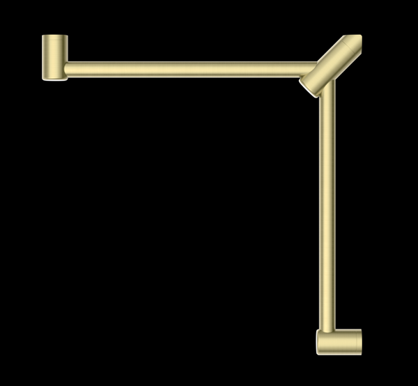 MECCA Care 600x600mm Brushed Brass Wrap Around Corner Grab Rail 32mm