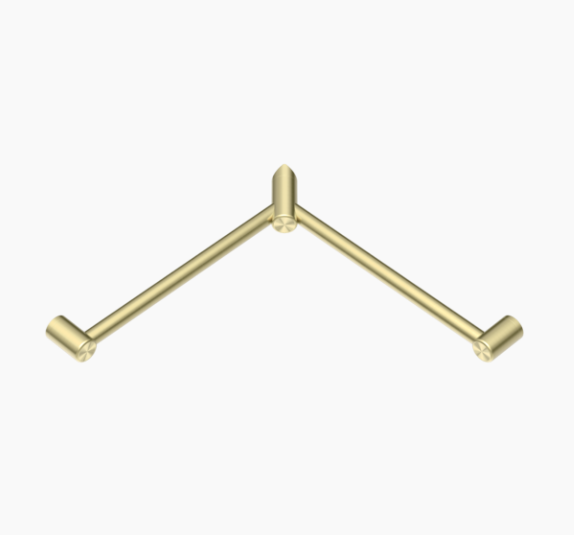 MECCA Care 600x600mm Brushed Brass Wrap Around Corner Grab Rail 32mm