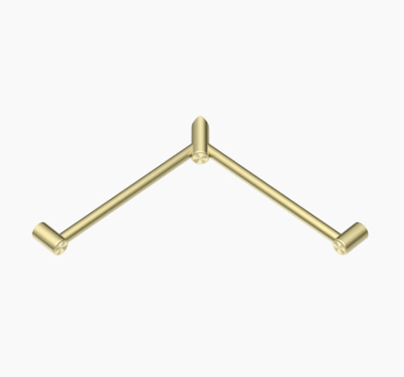 MECCA Care 600x600mm Brushed Brass Wrap Around Corner Grab Rail 32mm