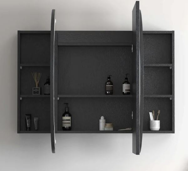 Chloe Black Oak Curved 1500 LED Mirror Cabinet