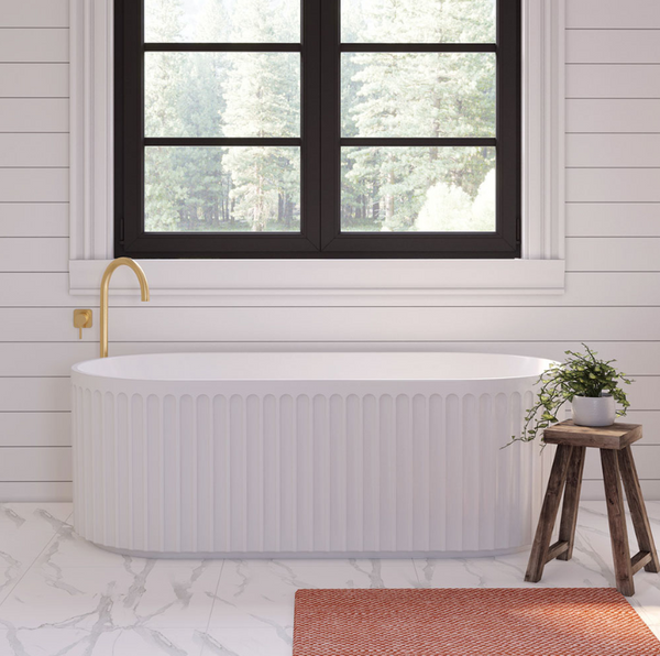 Eleanor Gloss White Fluted Freestanding Acrylic Bath