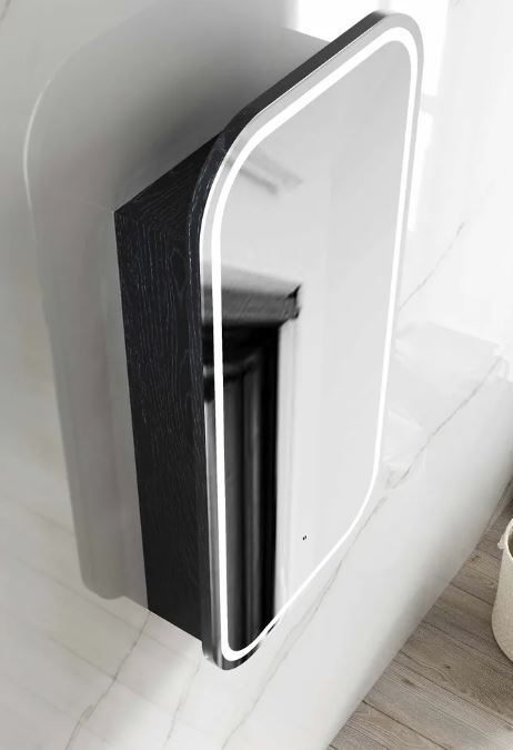 Ella Black Oak 450 LED Mirror Cabinet