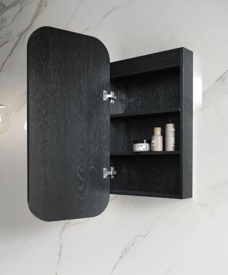 Ella Black Oak 450 LED Mirror Cabinet