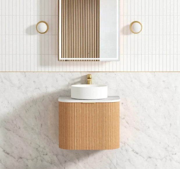 Curved Bondi 600mm-1800mm Fluted Woodland Oak Vanity